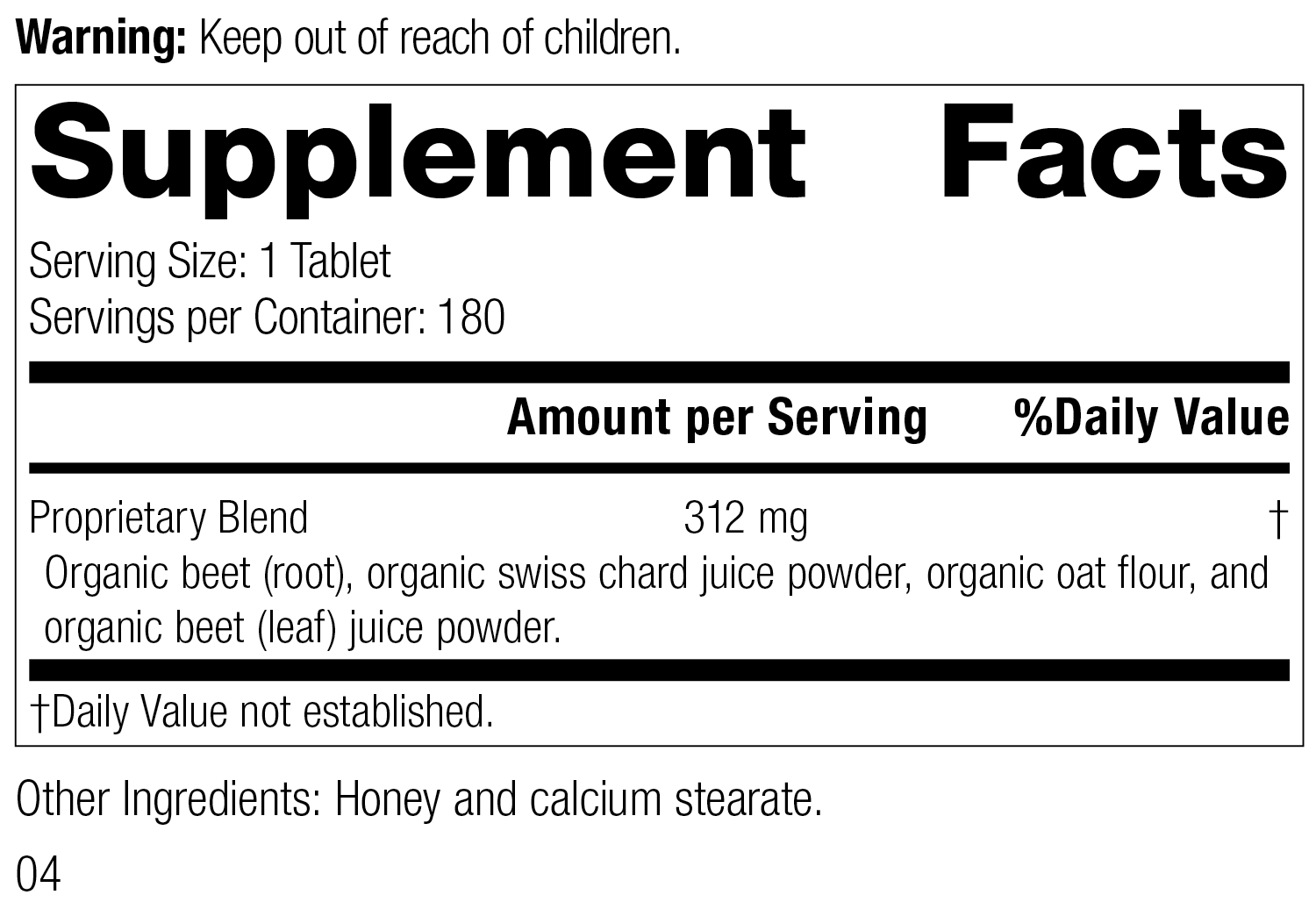 Betafood®, 180 Tablets, Rev 03 Supplement Facts