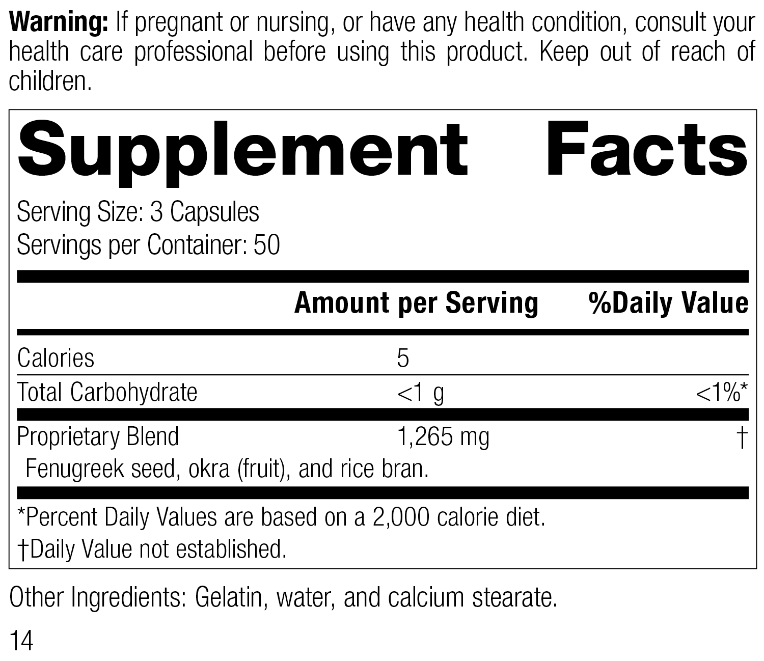 Fen-Gre®, 150 Capsules, Rev 14 Supplement Facts